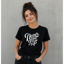 Tricou unisex, Bumbac 100%, Grafica PrintStyle "Never Give Up"